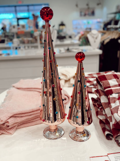 DECORATED DOTTED TREES-PINK SET OF 2