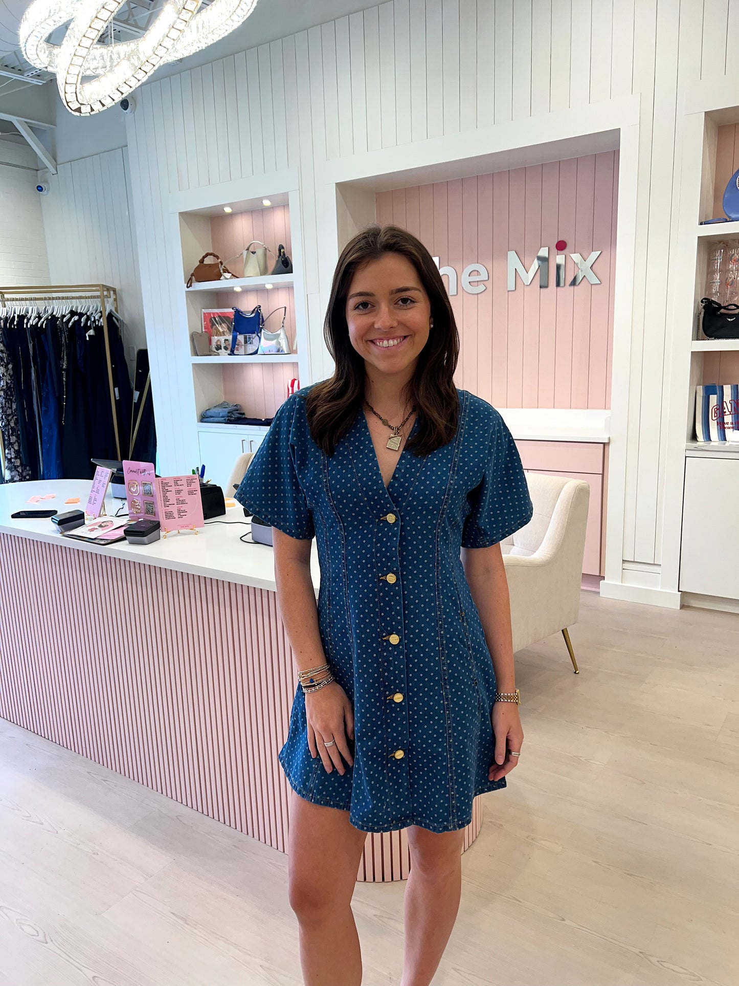 Ganni Light Jacquard Denim Mini Dress