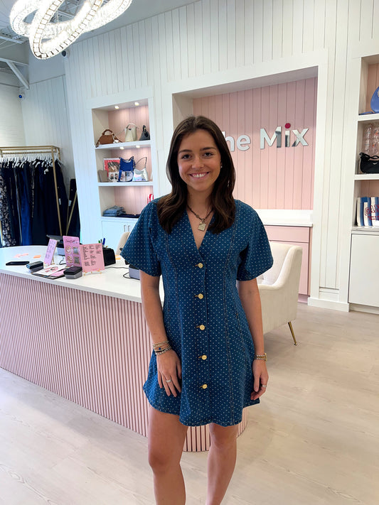 Ganni Light Jacquard Denim Mini Dress