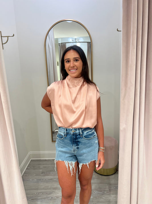 Lauren Pink Satin Blouse