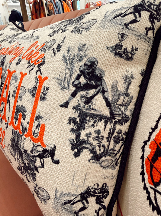 Football Toile in the Fall Piped Pillow