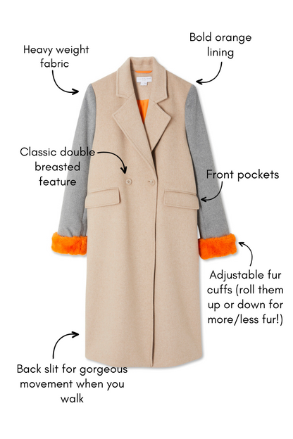 Never Fully Dressed Camel Fur Cuff Petra Coat