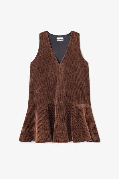 Ganni Brown Corduroy Mini Dress