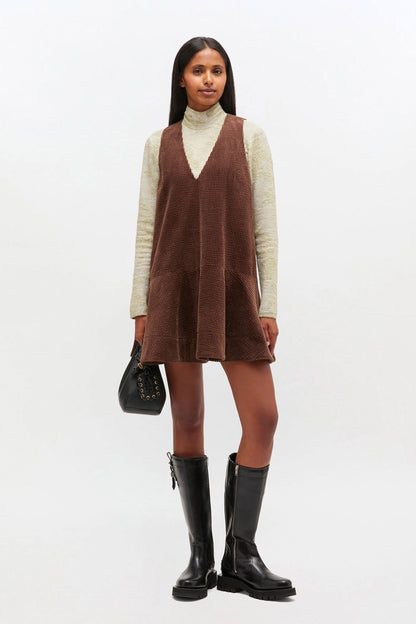 Ganni Brown Corduroy Mini Dress