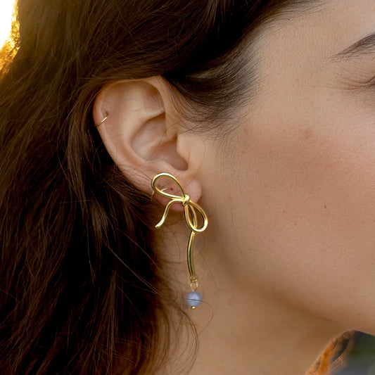 About a Bow Earrings - Aquamarine