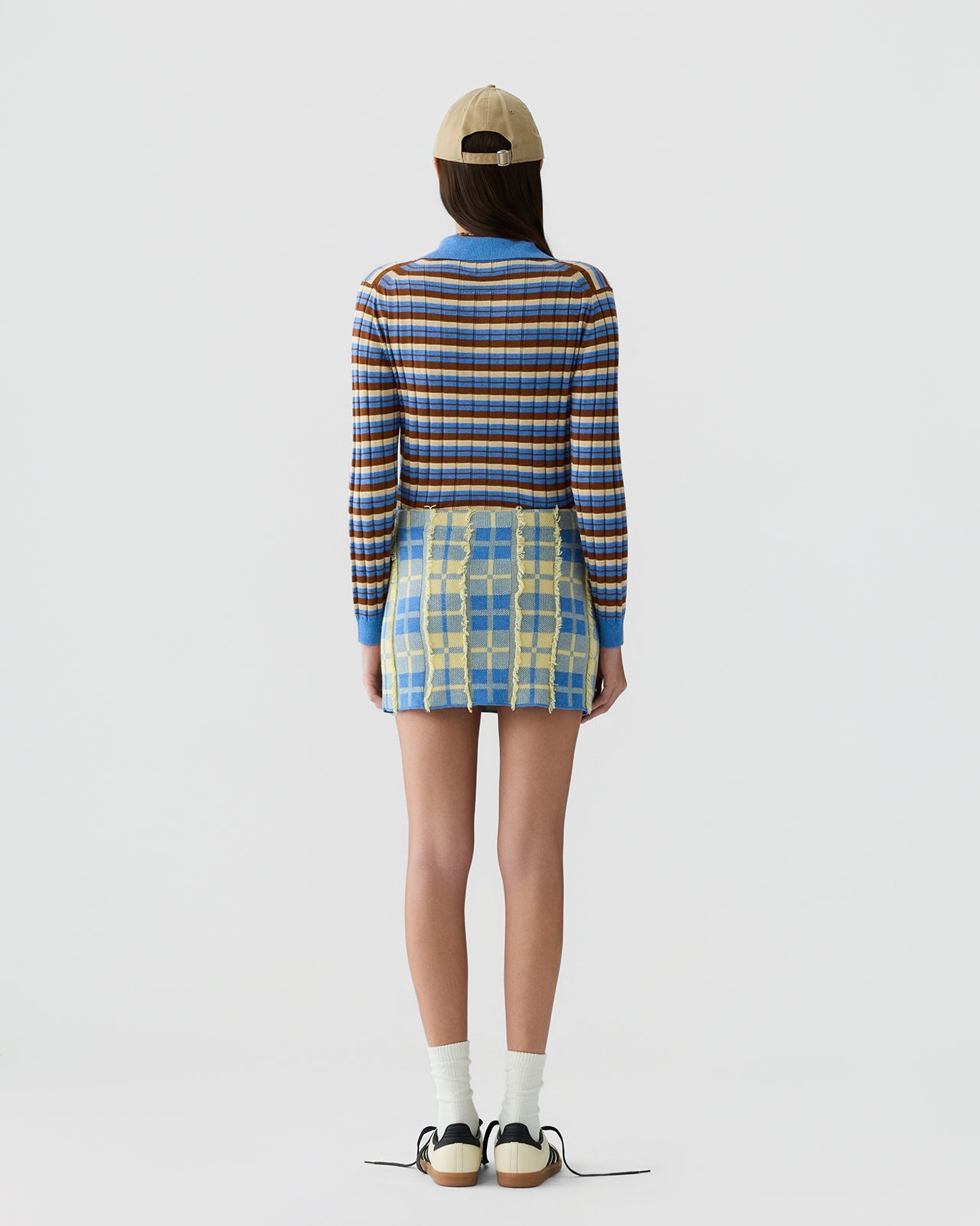 Guest In Residence Plaid Mini Skirt in Blue/Butter