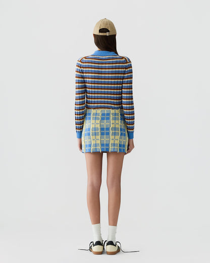 Guest In Residence Plaid Mini Skirt in Blue/Butter