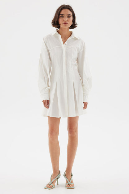 SOVERE OVERRIDE SHIRT DRESS - WHITE