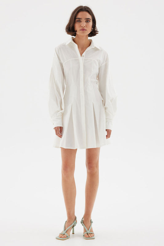 SOVERE OVERRIDE SHIRT DRESS - WHITE