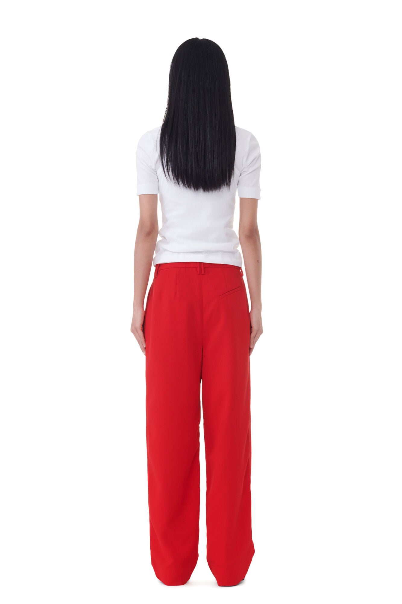 Ganni RED TWILL SUITING PANTS