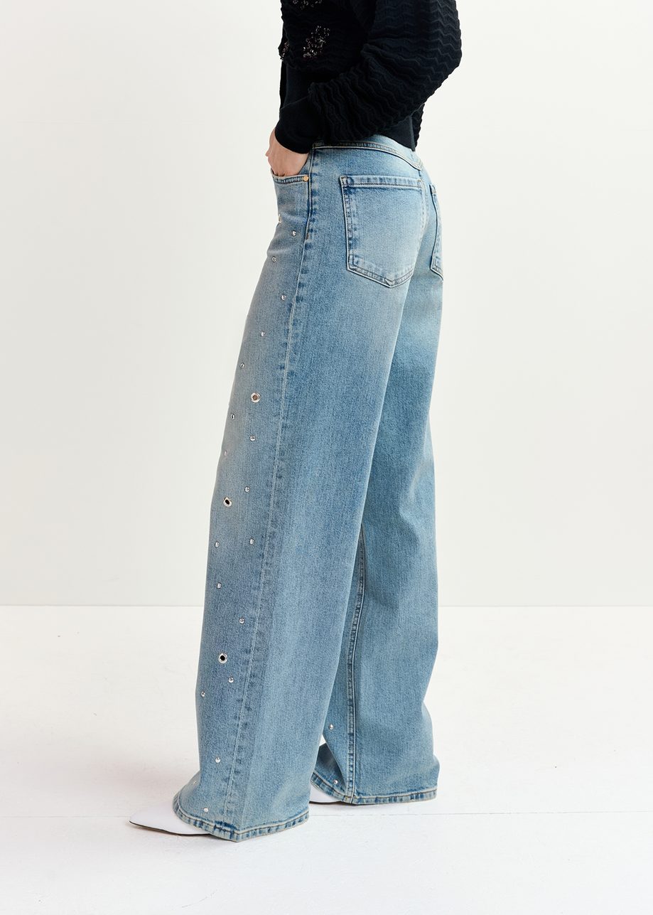 ESEENTIEL BY ANTWERP BLUE EYELET ENVEKKUSGED JEANS