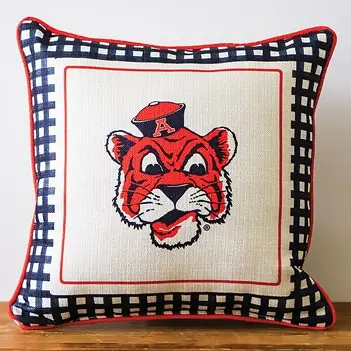 Auburn Gingham Mascot Piped Pillow