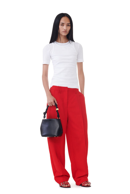 Ganni RED TWILL SUITING PANTS