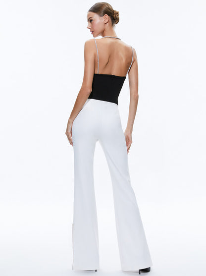 Alice & Olivia CORAL CRYSTAL STRAP COWL NECK TOP