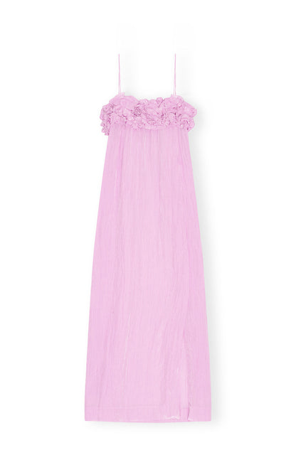Ganni PINK SHINY TECH STRAP MIDI DRESS
