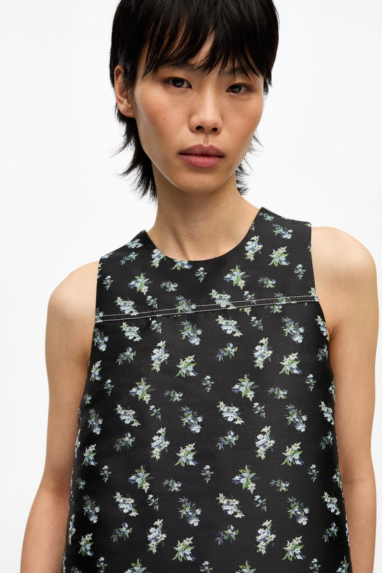 Ganni FLORAL JACQUARD SLEEVELESS TOP