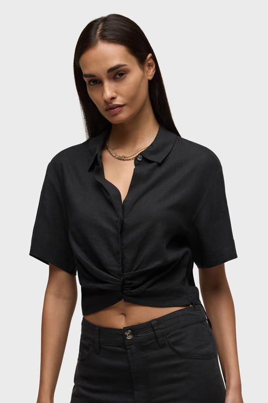Hudson Linen Knotted Button Down