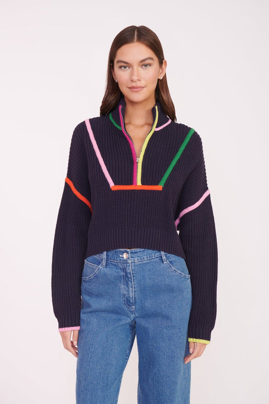 Staud Cropped Hampton Sweater - Navy Multi