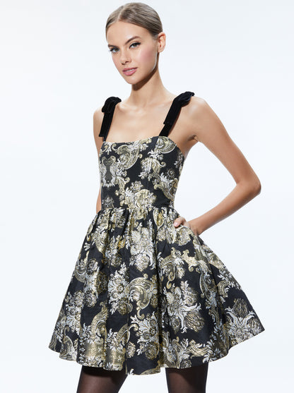 Alice & Olivia FAY BABYDOLL TIE STRAP DRESS