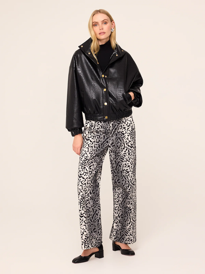 KITRI Estelle Faux Croc Bomber Jacket