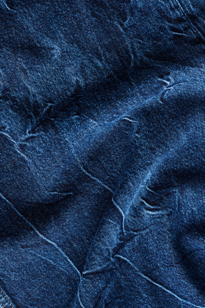 GANNI BLUE CRINKLED FUTURE DENIM MARRI JEANS