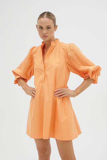 SOVERE FOCUS PLEAT SMOCK DRESS - PAPAYA