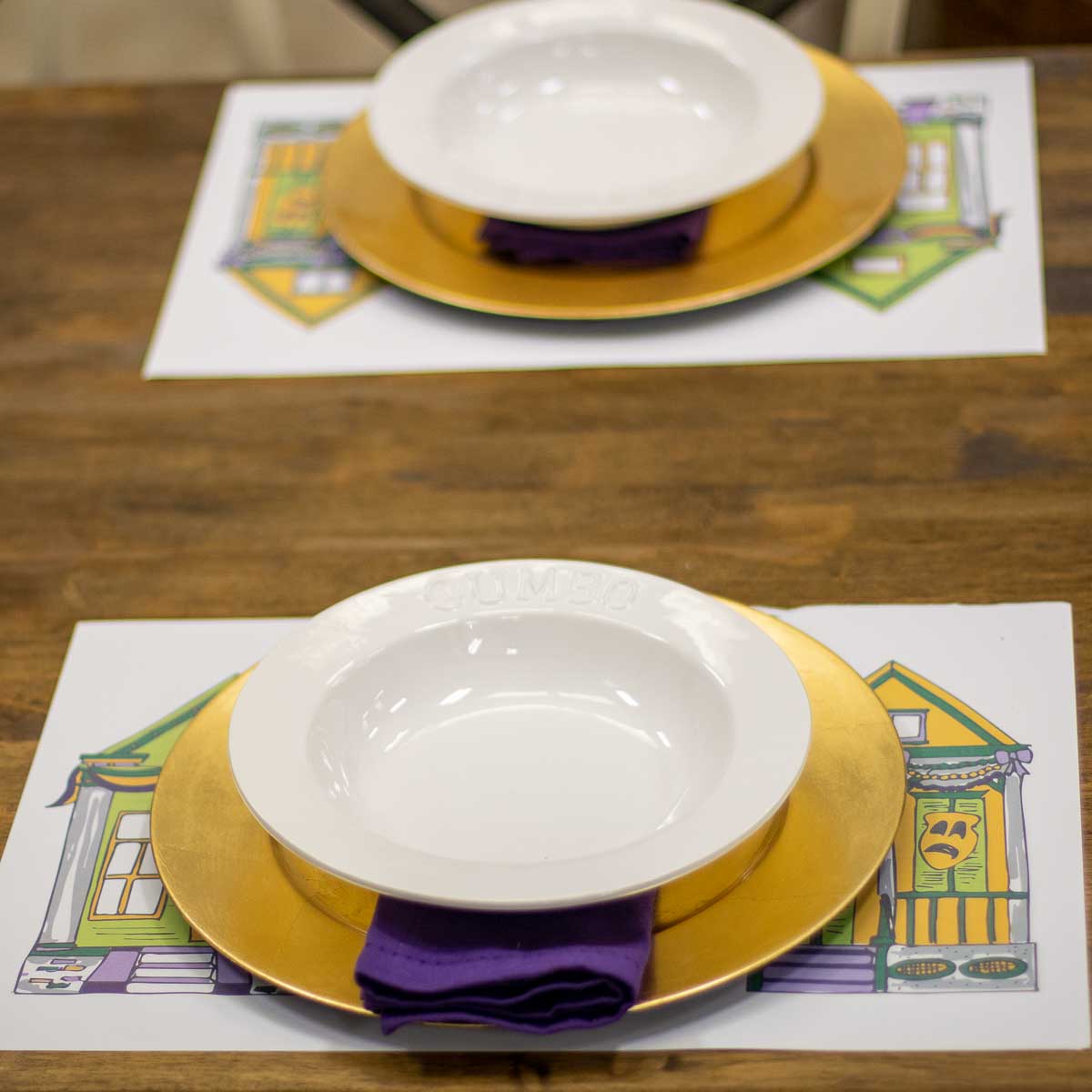 Mardi Gras Parade Houses Paper Placemats Set of 25