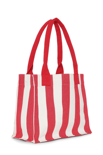 Ganni RED STRIPED EASY SHOPPER LARGE