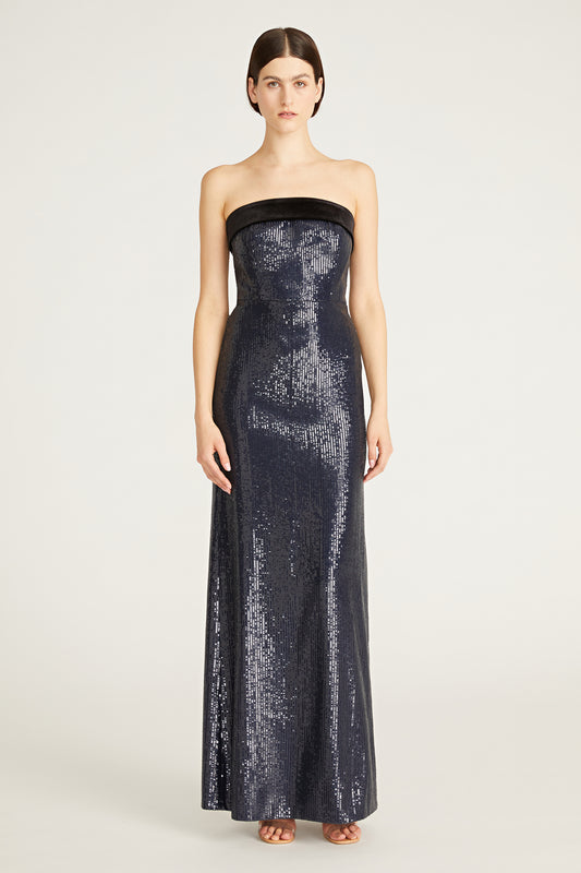 Monique Lhuillier Reese Sequins Long Dress