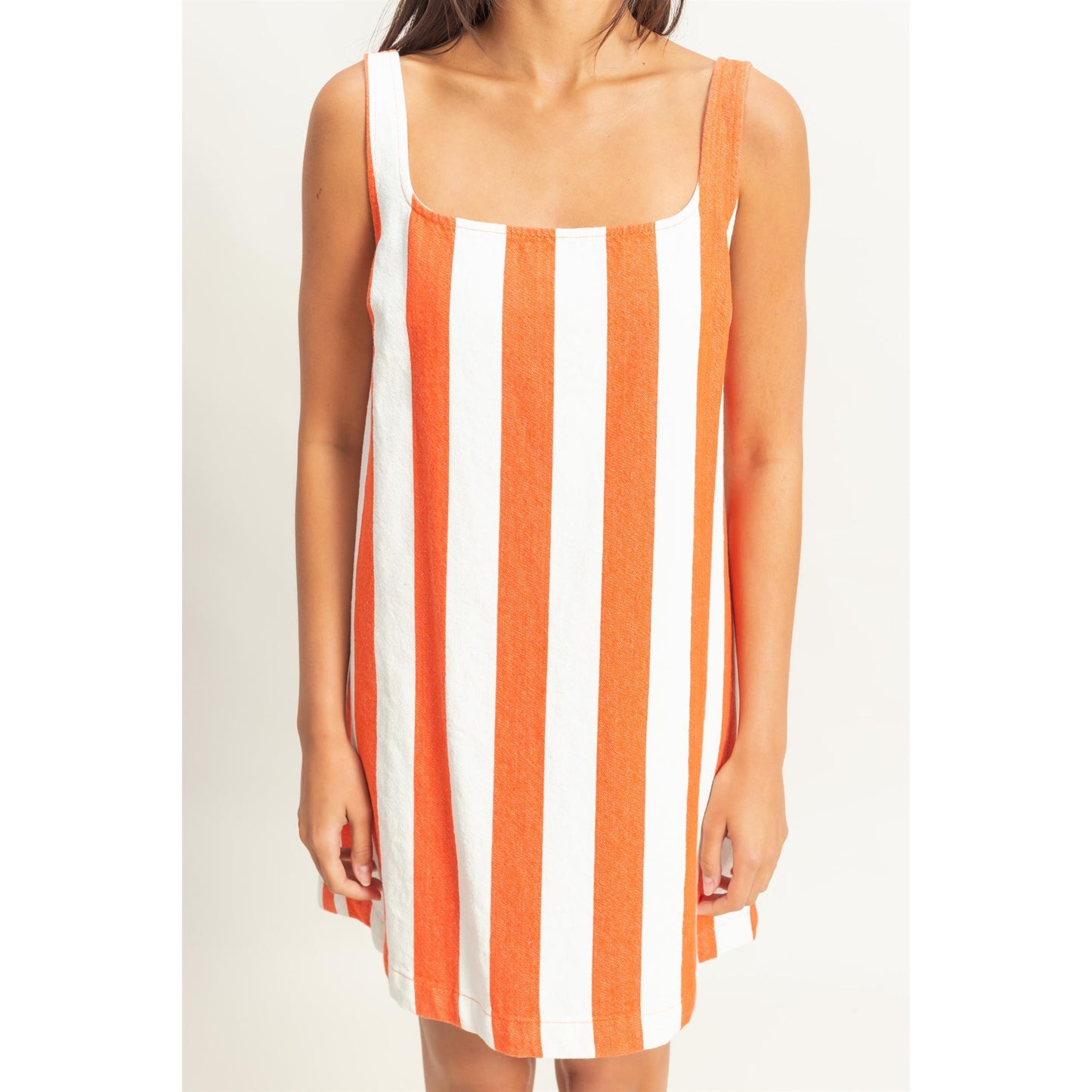 Striped Square Neck Woven Mini Dress