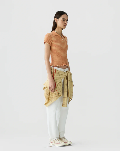 Guest in Residence Smocked Shrunken Polo - Nectar/Butter