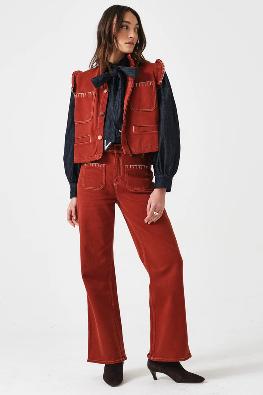 Seventy + Mochi Mabel Jean Patch Pocket in Dark Rust