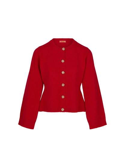 KITRI Cleo Red Knit Cardigan