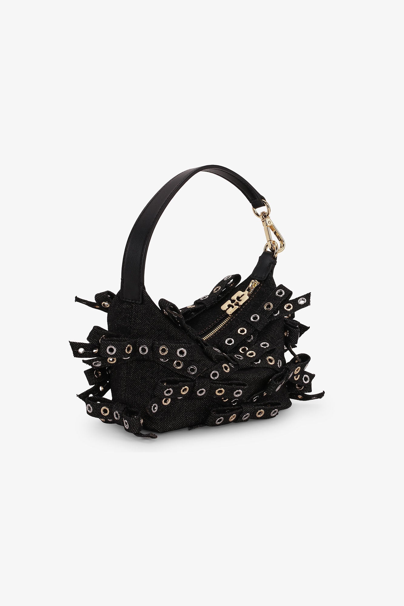 Ganni BLACK DENIM SMALL BUTTERFLY POUCH BOW BAG