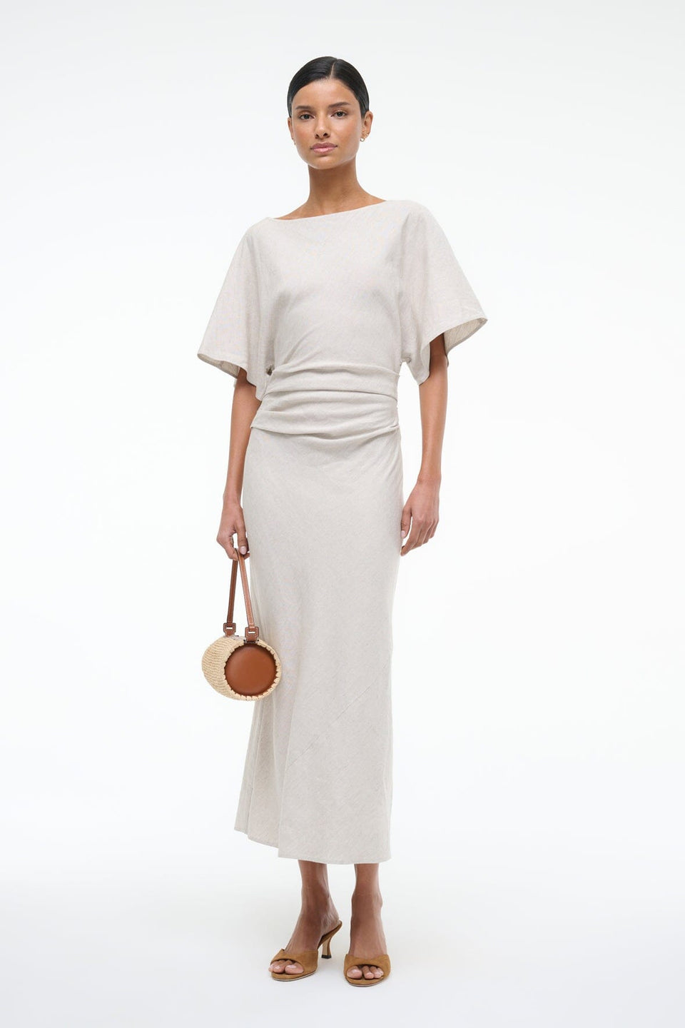 Staud Amelie Linen Midi Dress