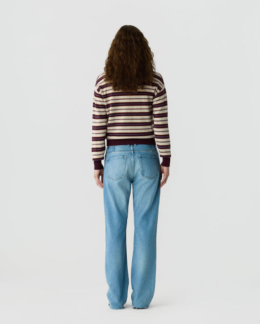 Guest In Residence Collegiate Stripe Polo Fig Combo
