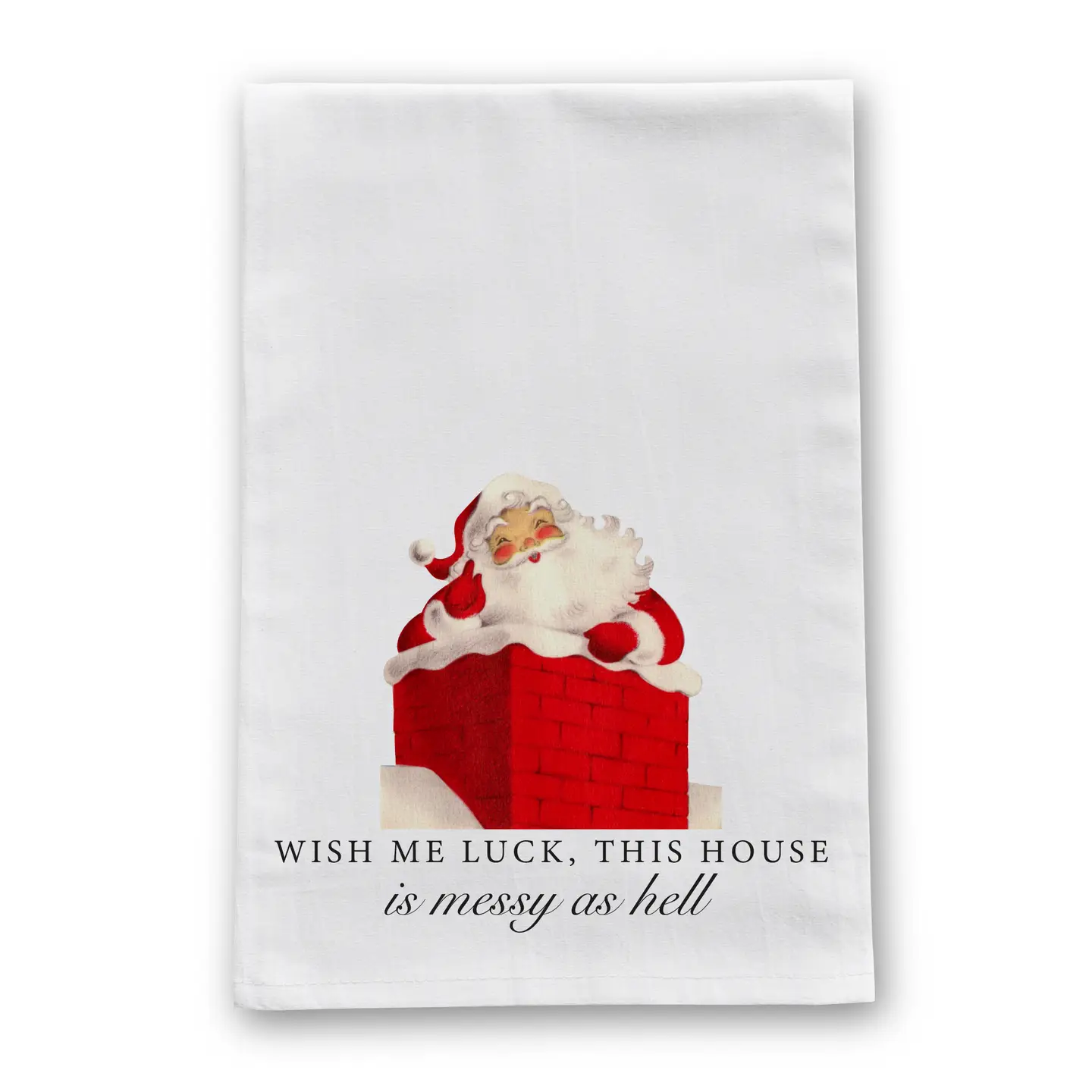 Wish Me Luck Vintage Retro Christmas Tea Towel