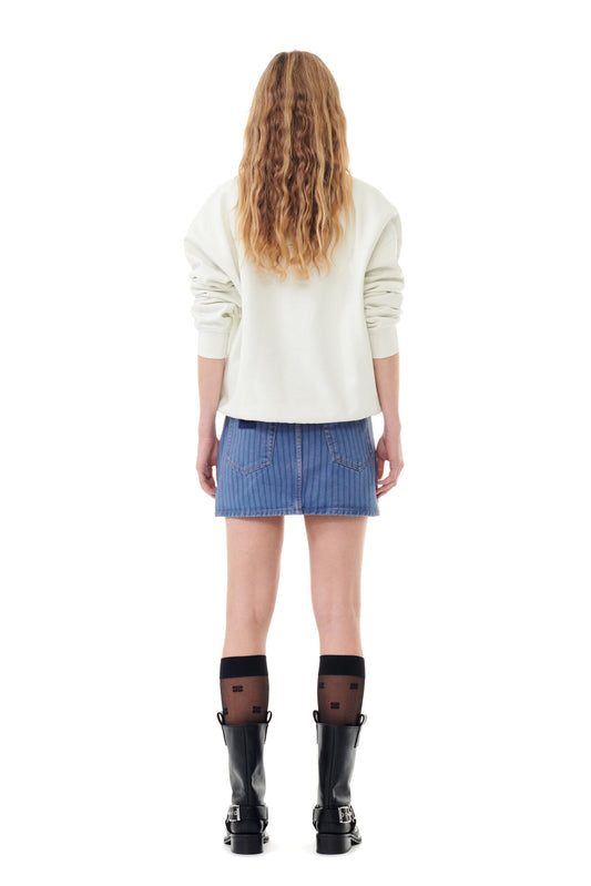 GANNI STRIPE OVERDYED DENIM MINI SKIRT