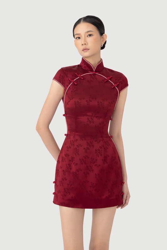 Sau Lee Ren Satin Jacquard Dress