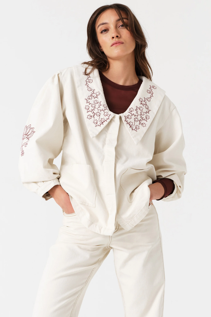 SEVENTY+MOCHI Neve Flower Embroidered Denim Jacket