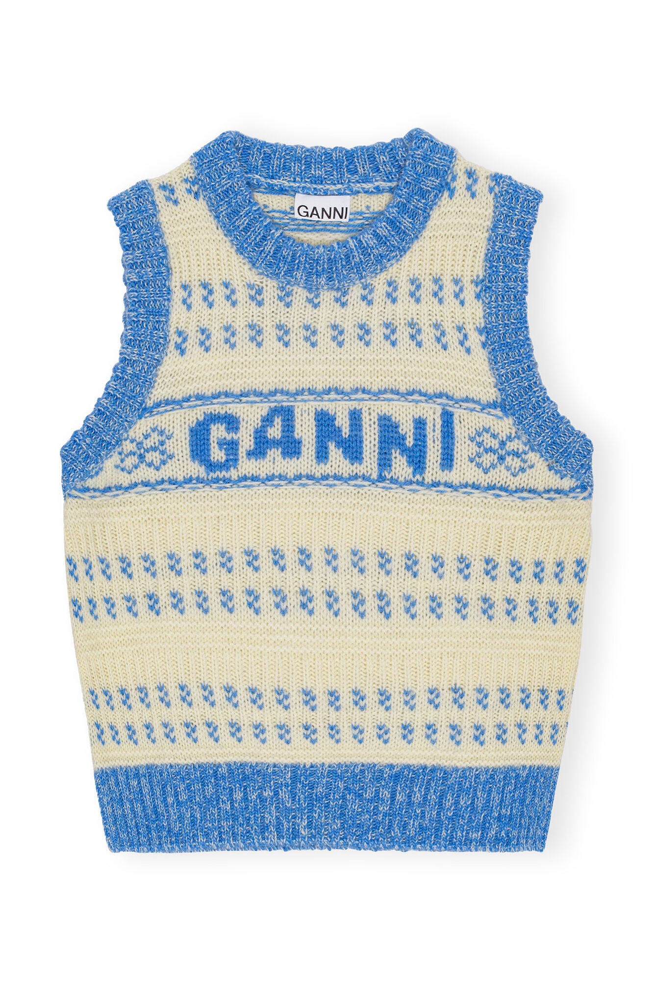 GANNI Blue Graphic O-Neck Vest
