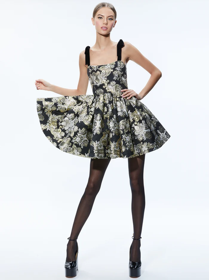 Alice & Olivia FAY BABYDOLL TIE STRAP DRESS