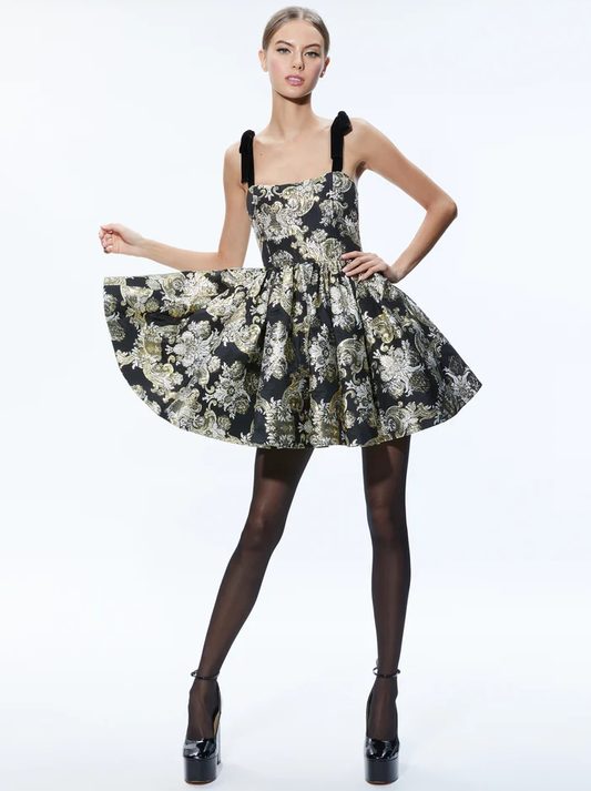 Alice & Olivia FAY BABYDOLL TIE STRAP DRESS