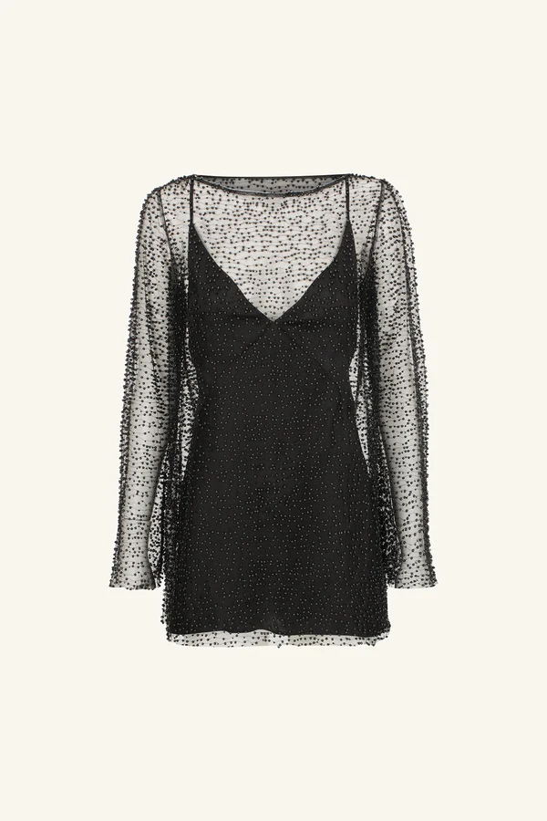 Shona Joy Mona Long Sleeve Mini Dress - Black