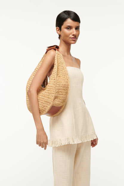 STAUD RAFFIA MOON TOTE