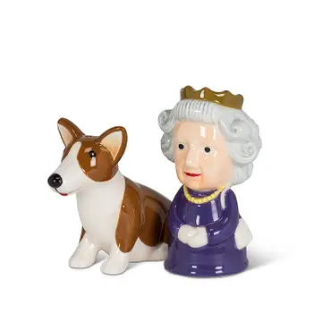 Queen and Corgi Salt and Pepper Shakers