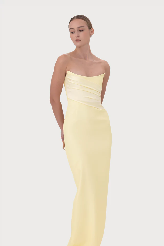 SAU LEE Louisa Gown - Pale Yellow