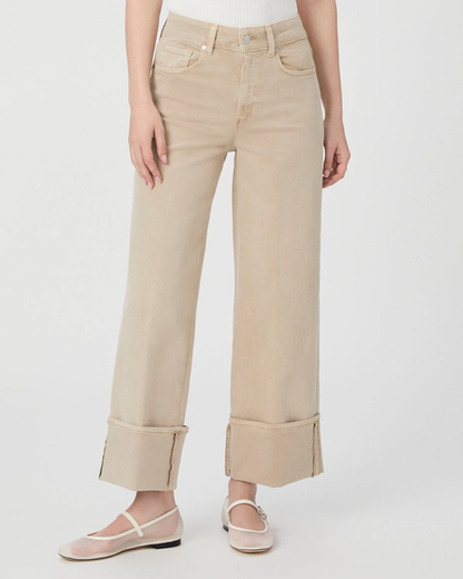 Paige Sasha Ankle Cuffed Wide Leg Jean Vintage Soft Sand
