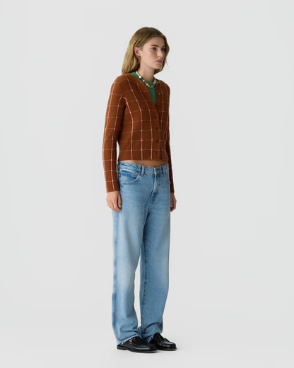 Guest in Residence Jane Checker Cardigan - Burnt Sienna
