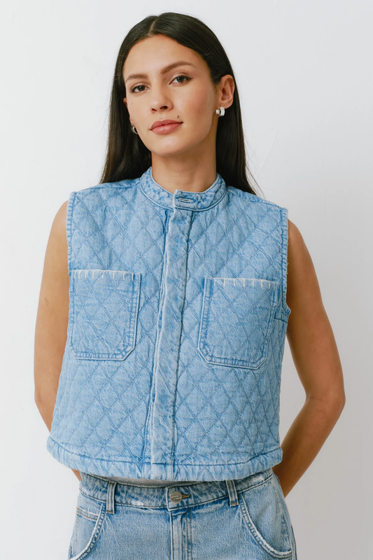 Seventy + Mochi Quilted Pablo Vest in Summer Sky